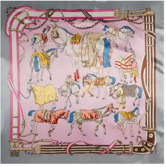 90cm War Horse Belt Square Scarf 2018 New Fashion Women Silk Scarf Luxury Brand Hijab Shawl Foulard Scarves Wraps For Ladies
