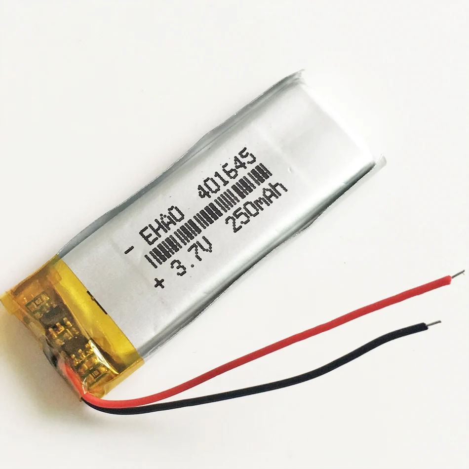Литий-полимерная аккумуляторная батарея LiPo 3,7 В 250 мАч 401645   Ли-элементы для GPS-навигатора Mp3 Bluetooth со светодиодной подсветкой, гарнитуры Recorde