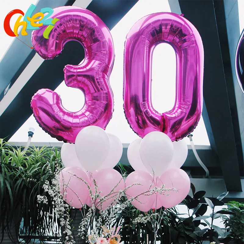 40 Inch Large Number Helium Foil Balloon Pink Blue Birthday Wedding Digit 30 Year Commemorative Decoration Party Supplies Shower