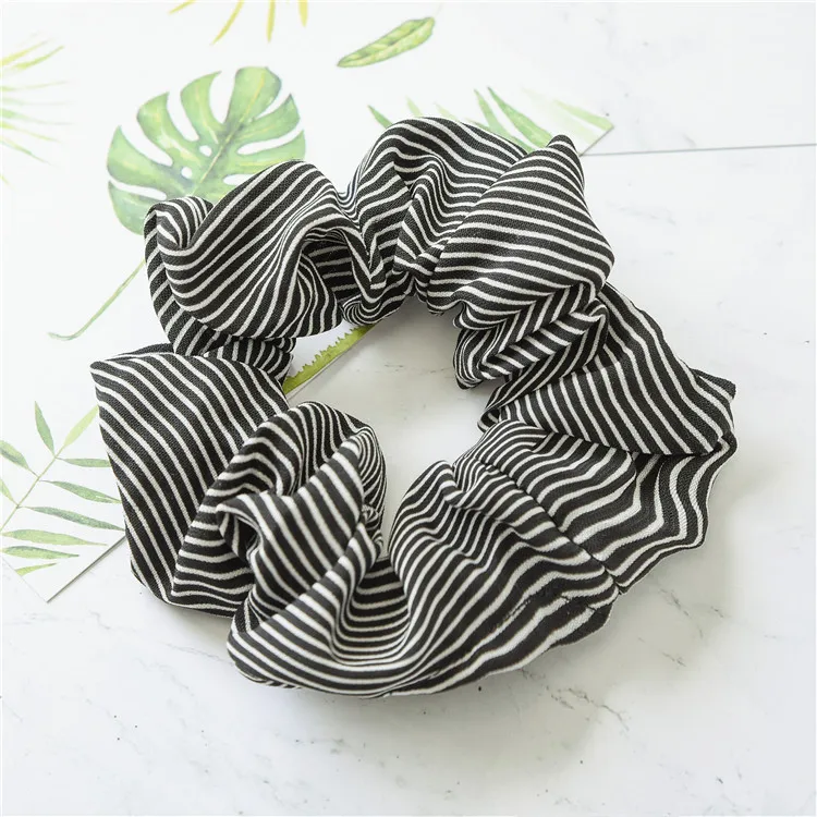 Fashion Girls Women stripe hair accessories Creative Chiffon small fresh flower seamless headband rubber band elastic hair bands