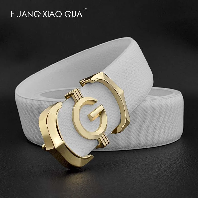 Luxury leather belt man white belts designer belts men high quality G letter buckle male strap ceinture homme