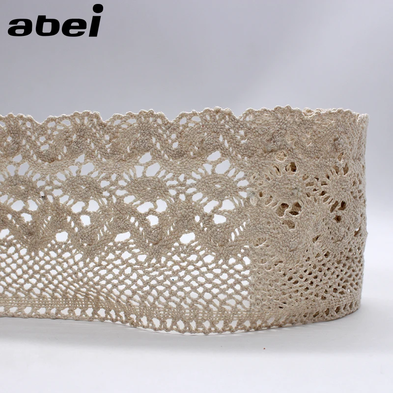 9.5cm 1yard Cotton Lace Ribbon Beige lace trims Hometexile Sofa Cloth Apparel Dress Wrap Embellishment DIY Handmade Patchwork