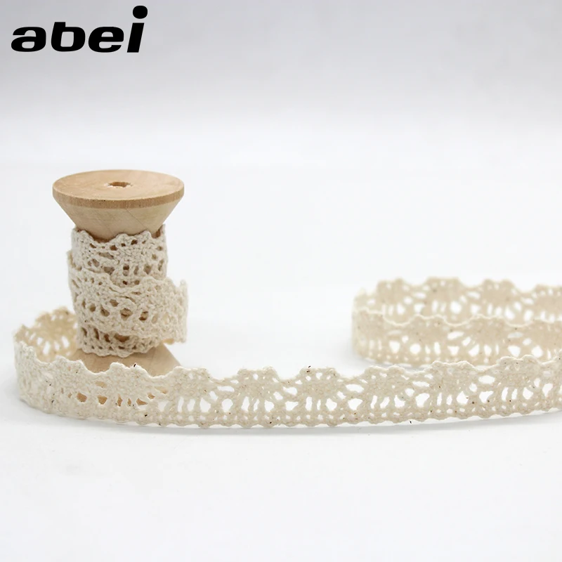 10yards/Lot 1.3cm Embroidered Cotton Lace Trims Beige Ribbon Curtain Sweater Tablecover Fabric Edge Wrap Garment Accessories