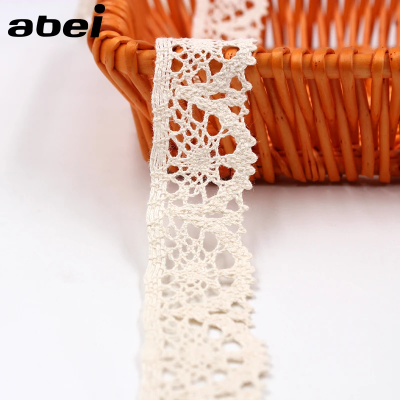 5yards/lot 3.5cm Cotton Lace Trims Beige Ribbon Wedding Craft Scrapbook Decoration Hometexile Sweater Tablecover Embellishment