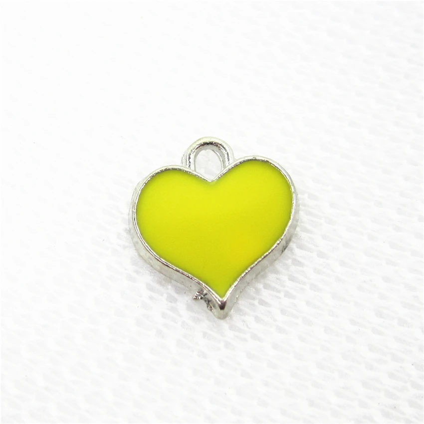 New Arrival 20pcs/lot Yellow Heart Dangle Charms Hanging Charms DIY Bracelet Necklace Pendants Jewelry Floating Charms