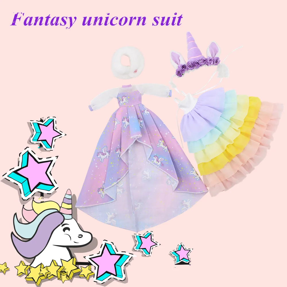 

DBS blyth doll clothes New fantasy unicorn suit headgear shawl high quality 1/6 doll normal joint azone licca icy dolls