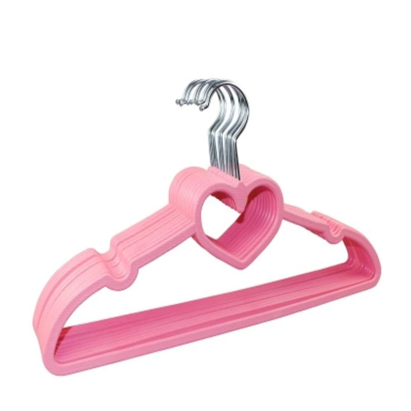 10pcs/lot 39cm pink girl heart-shaped bow-knot plastic hangers love creative anti-slip clothes hangers