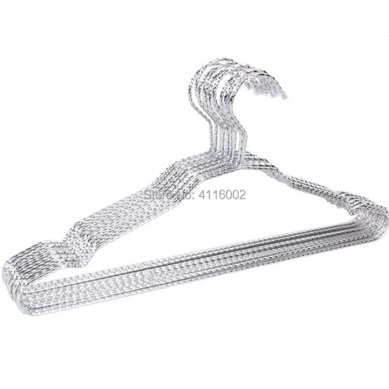 

100pcs Stainless Steel Twisted Lines Hanger Clothes Shirts Hanger Heavy Duty Strong Coats Suit Hanger Non Slip