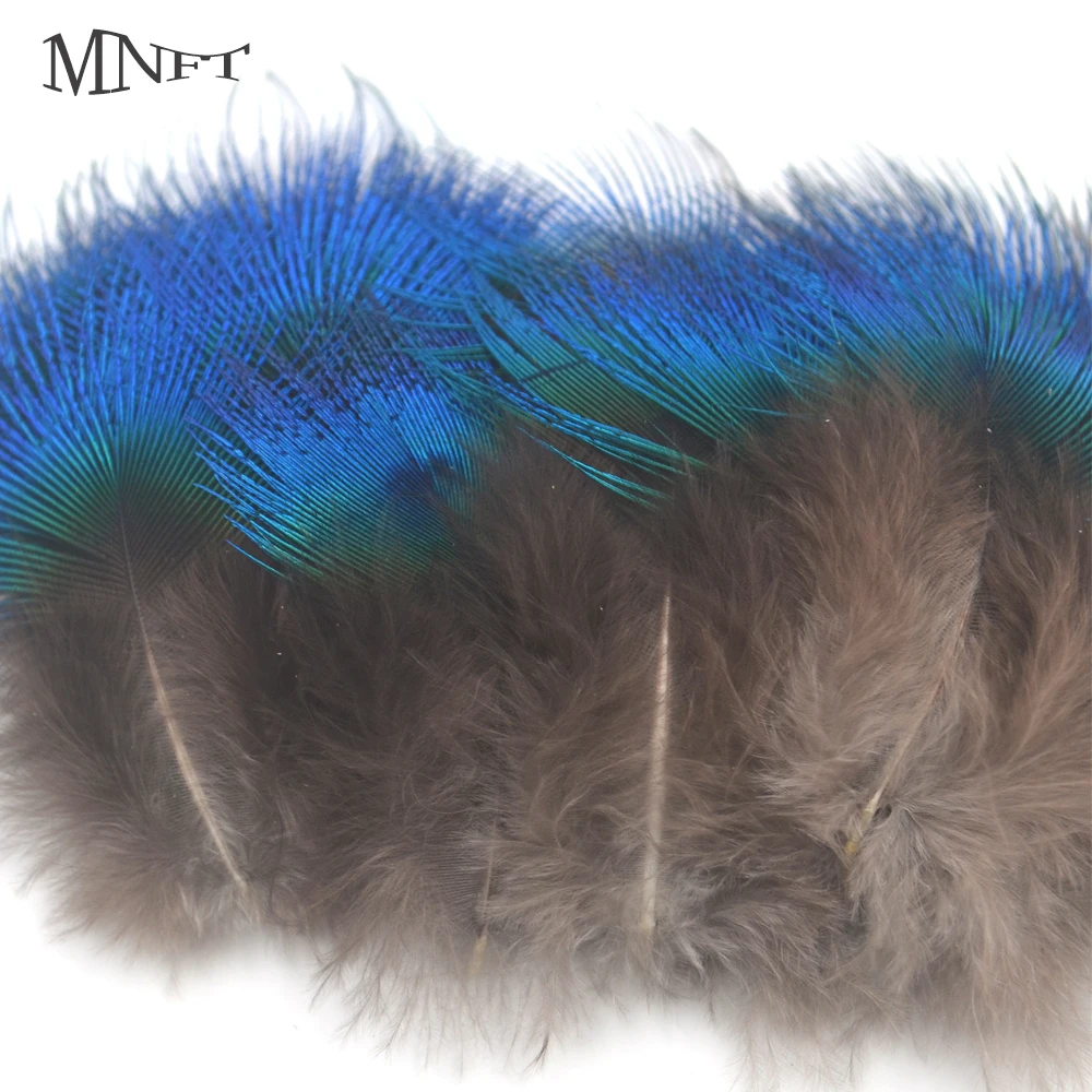 MNFT 10PCS Metallic Blue Peacock Feathers Fly Tying Lure Bait Materials Size 3-5cm