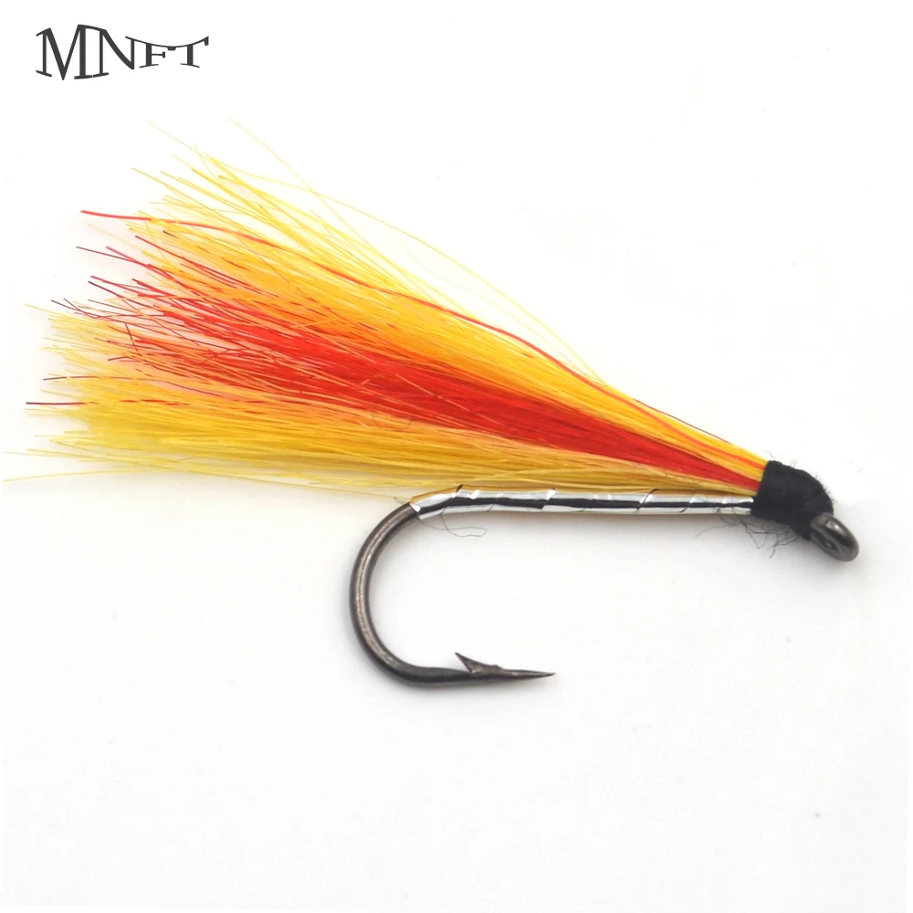 MNFT 10PCS 6# Streamer Fly Lures Classic Red Orange Mixed Stream Light Wings Fly Fishing Lure Hook