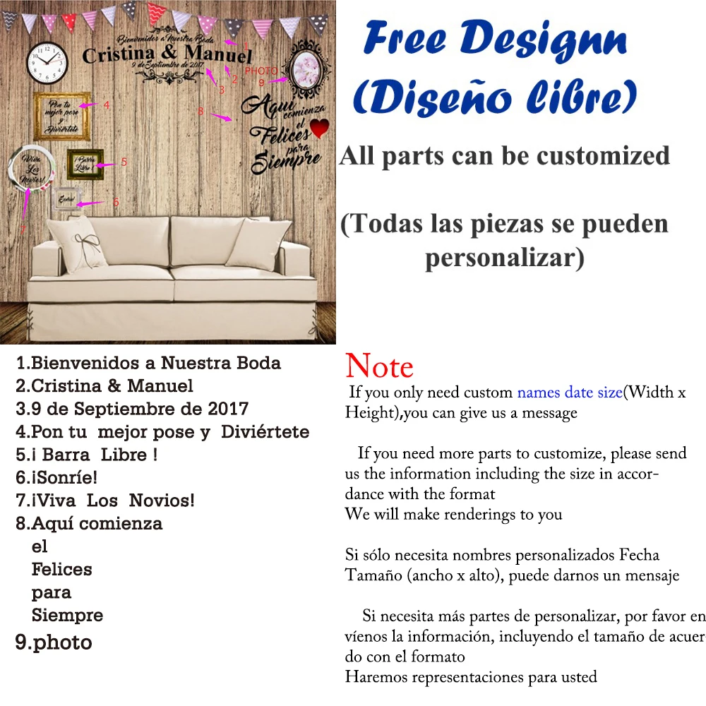 Funnytree hochzeit nach fotografie hintergrund fahnen persönliche datum name sofa holz hintergrund photobooth photo prop