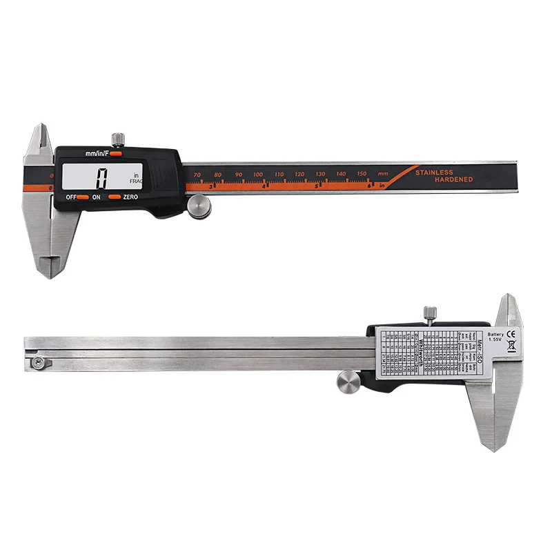 Stainless Steel Digital Display Caliper 150mm Fraction / MM / Inch High Precision Stainless Steel LCD Vernier Caliper