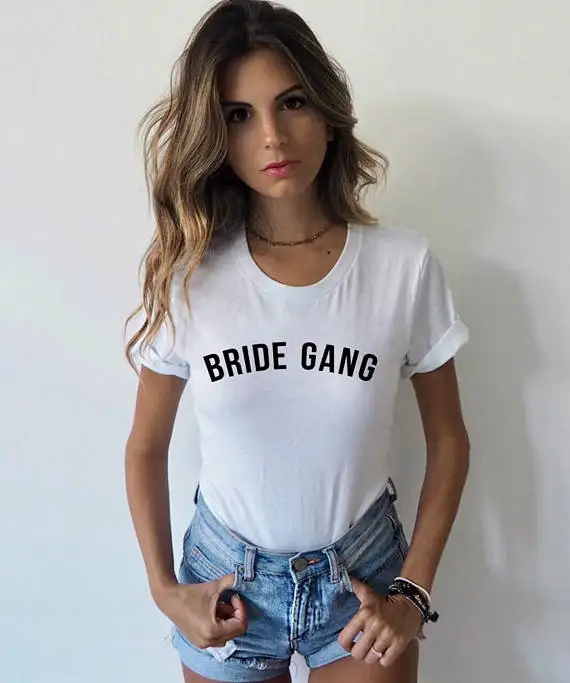 Skuggnas Bride Gang Shirt Bride Tribe Bridesmaid Gift Bride Squad Bachelorette Party t shirt Women T shirt Warehouse Price