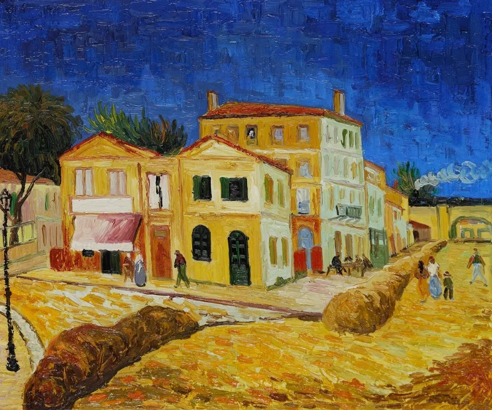 

High quality Oil painting Canvas Reproductions Vincent's House in Arles (The Yellow House) by Van Gogh Painting hand painted