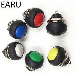 5pcs DIY Mini 12mm Momentary Waterproof Push Button Switch Horn Blue White Green Red Yellow Black 1A 250V Self-reset Wholesale