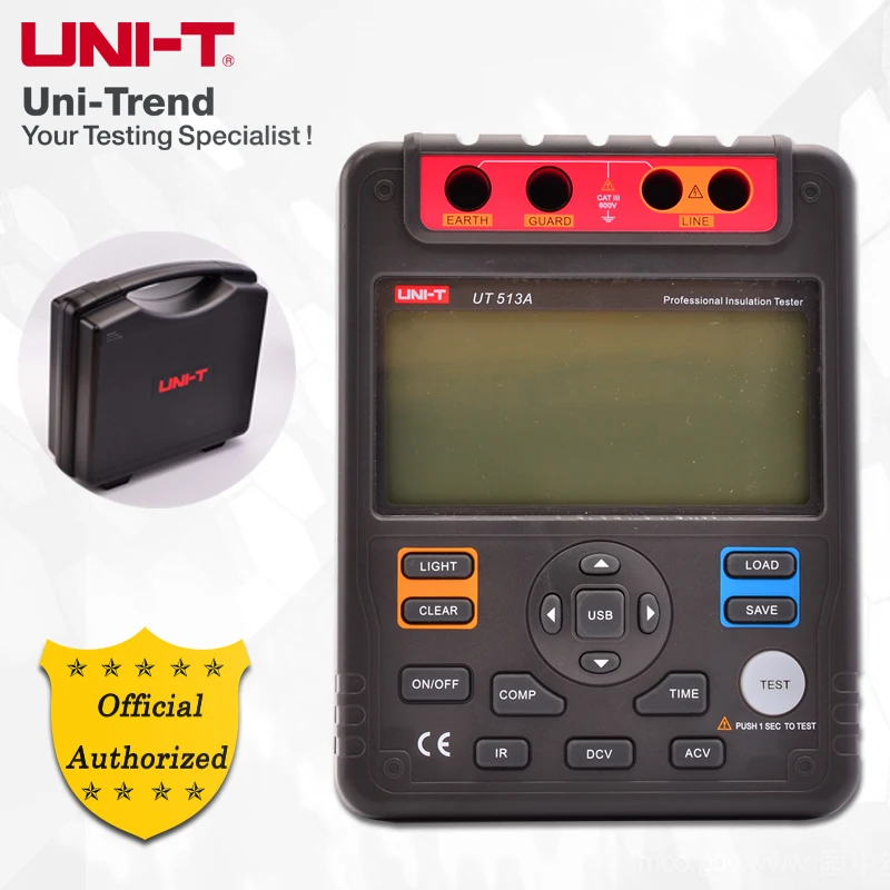 UNI-T UT513A Tester di resistenza di isolamento 5000 V; Memorizzazione dati/Grafico a barre analogiche/DAR/Transferimento dati USB/Retroilluminazione LCD