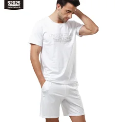 52025 Men Pajama Set Cotton Modal Short Sleeve Sleepwear Comfortable Summer Lounge Pajamas Men Pyjama Set Home Clothes Nightwear