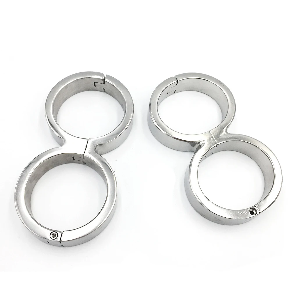 Latest Male Female Stainless Steel 8 Form Fixed Oval Shaped Wrist Restraint Handcuffs Manacle Adult BDSM Bondage Sex Toy 28