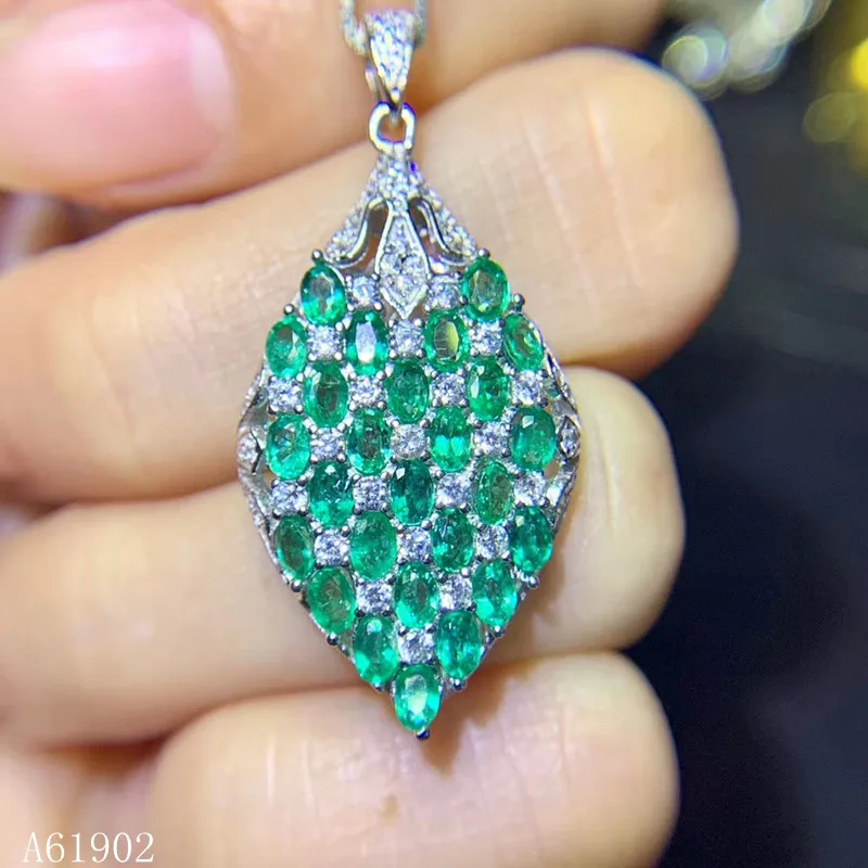 

KJJEAXCMY boutique jewelry 925 pure silver inlaid natural emerald women's luxury Pendant Necklace support test cvbnm