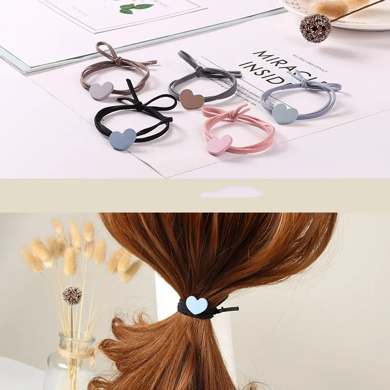 1PCS 2018 Hair Accessories heart Elastic Rubber Bands Ring Headwear Girl Elastic Hair Band Ponytail Holder Scrunchy Rope