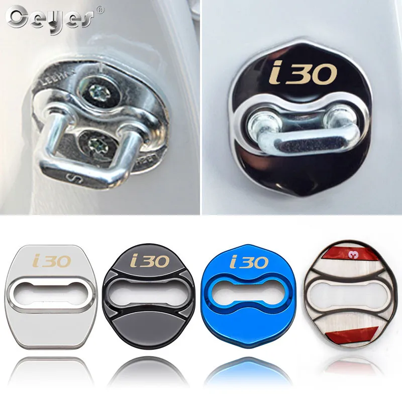 Ceyes Car Stickers Accessories Badge Styling Case For Hyundai I30 IX25 For Kia Ceed Auto Door Lock Protective Cover Emblems 4pcs