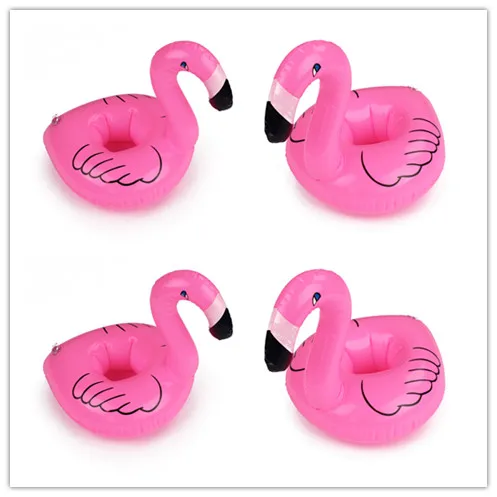 4pcs Float Flamingo Cup holder Coasters Inflatable Drink Holder For Swimming Pool Hawaiian Luaus Party Beach Wedding Decoration