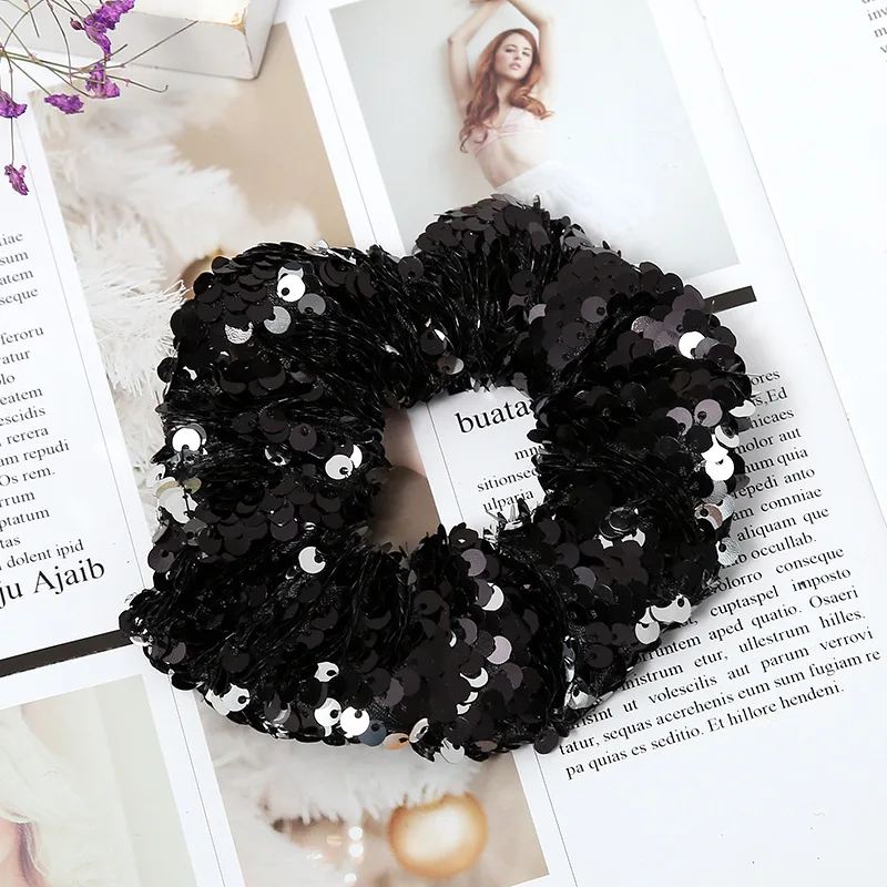 Colored Sequin Hair Scrunchies Women hair Accessories Scrunchies Elastic Hair Rope Bow Ties Ponytail Holder Hairband