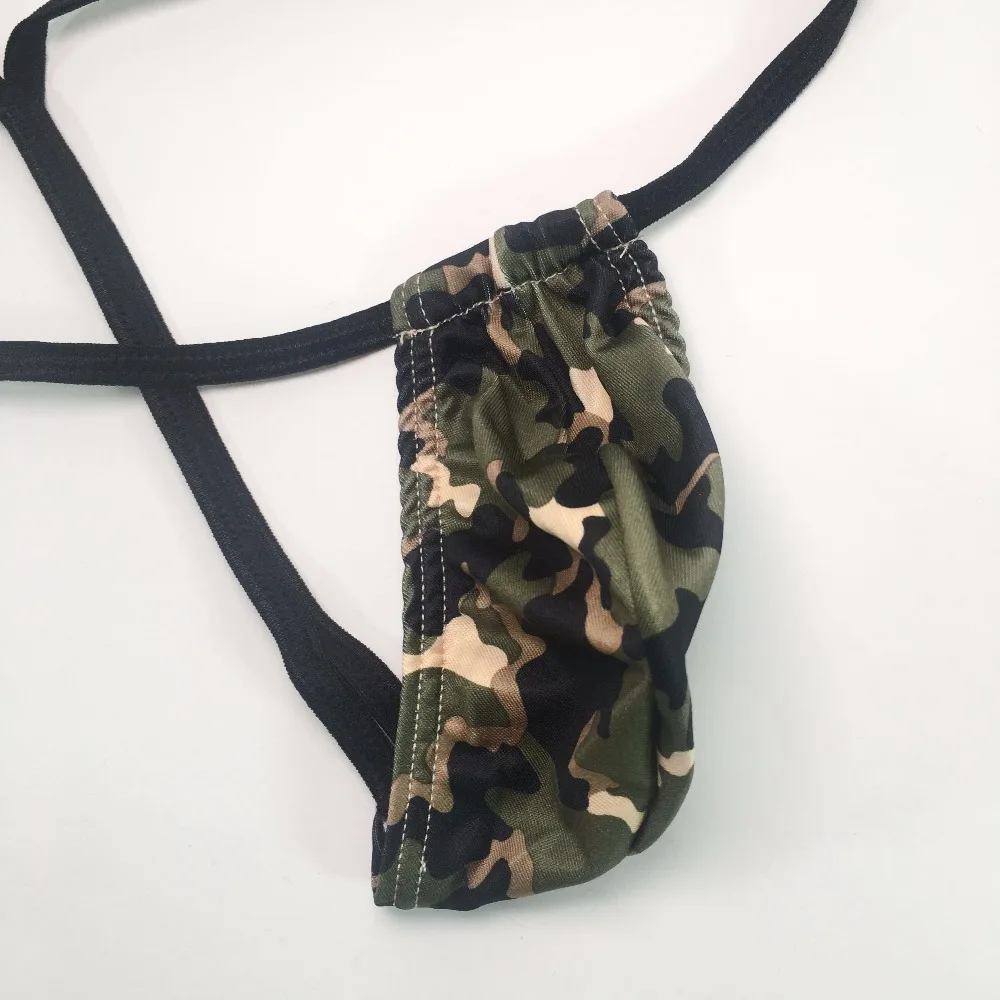 G2834 Mens Sexy Mini String Pouch Thong Printed Camo Camouflage