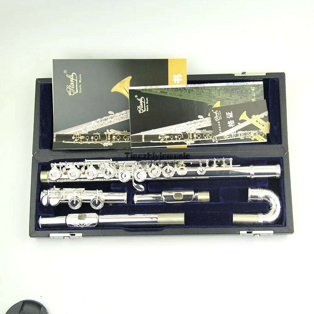 new1pcsflute  16 open hole silver plated flute with Split E mechanism offset   +2pcs mouthpiece  Plate with silver