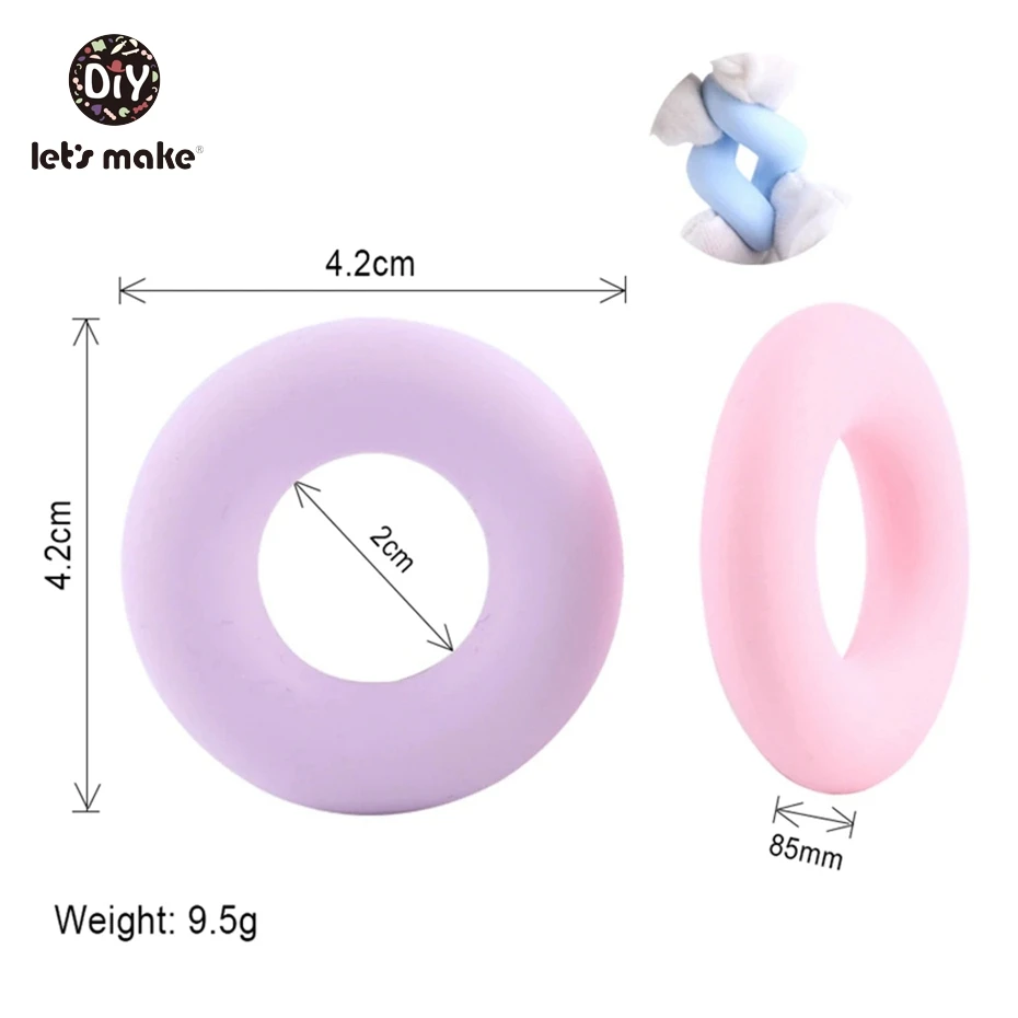 10pc 실리콘 젖니 비즈 40mm 아기 장난감 수유 목걸이 딸랑이 아기 수유 실리콘 링 아기 Teether