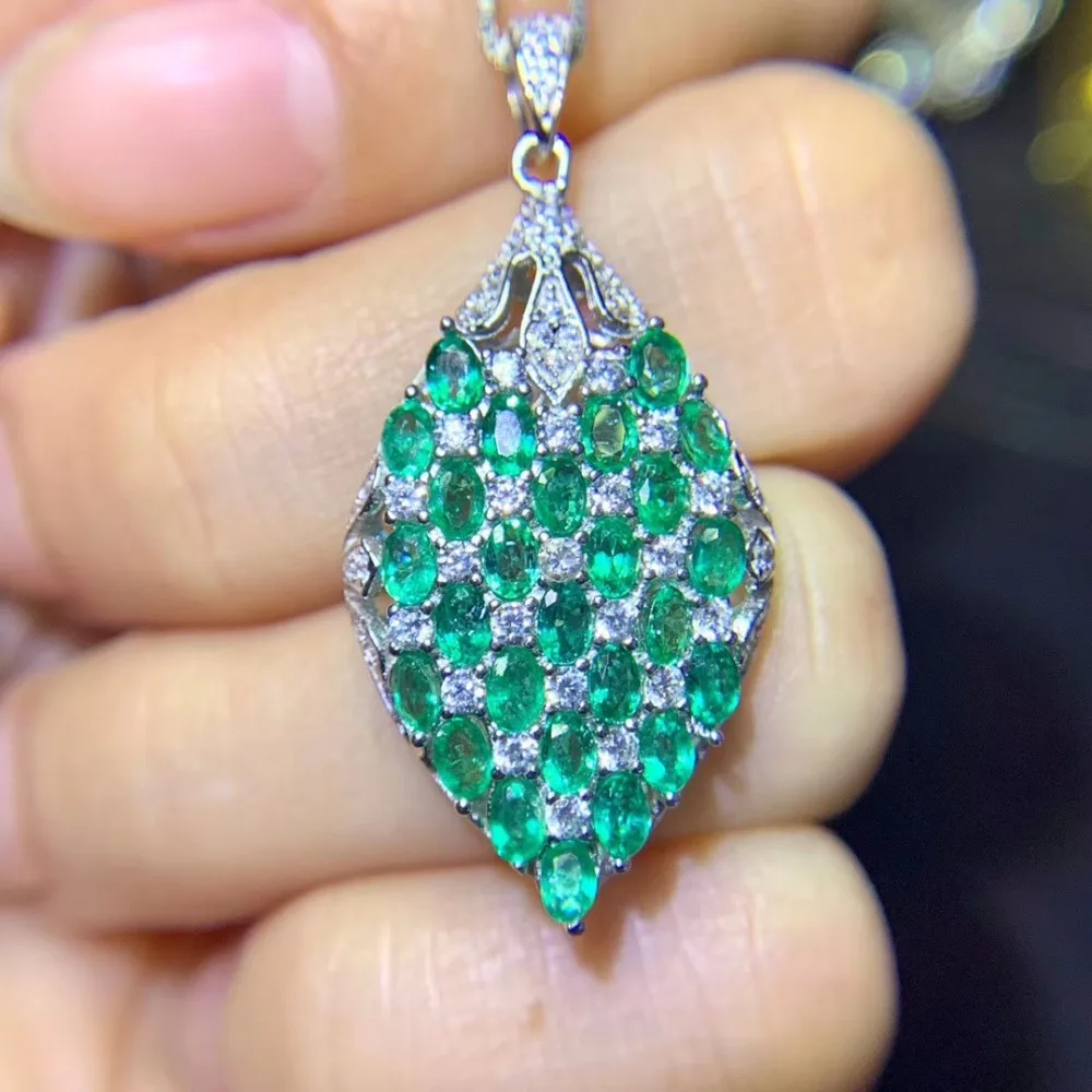 KJJEAXCMY boutique jewelry 925 pure silver inlaid natural emerald women's luxury Pendant Necklace support test cvbnm