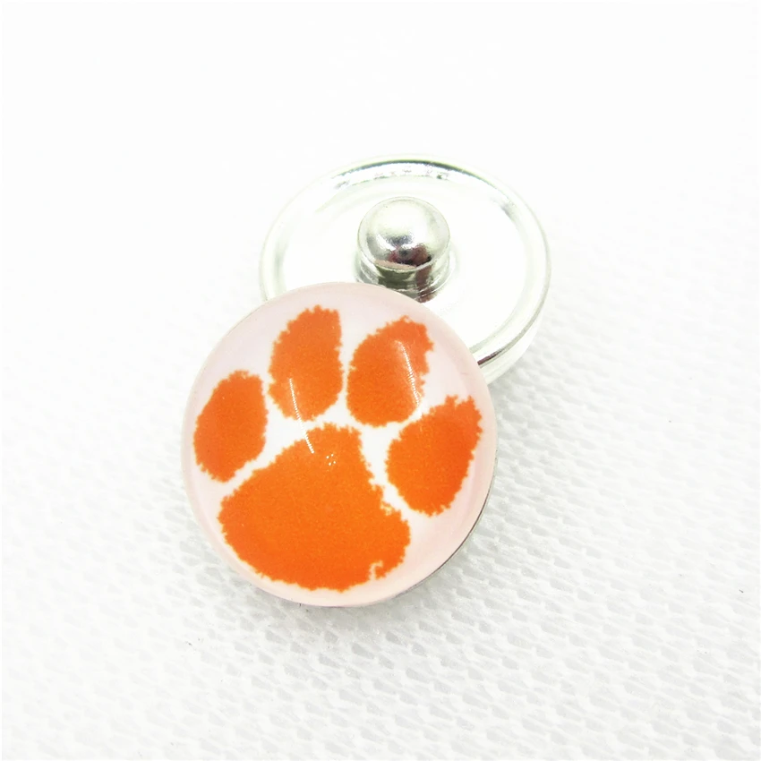 Hot Selling 20pcs/lot US College Team Clemson University Snap Buttons For 18mm Snap Bracelet&Bangles DIY Snap Jewelry Charms