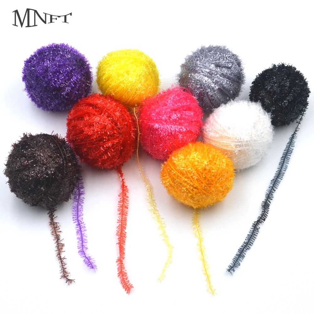 MNFT 9 Colors 450m/Lot  Crystal Flash Line Tinsel Chenille for Fly Tying Yarn Fibers Fishing Flies Streamer Lure Making