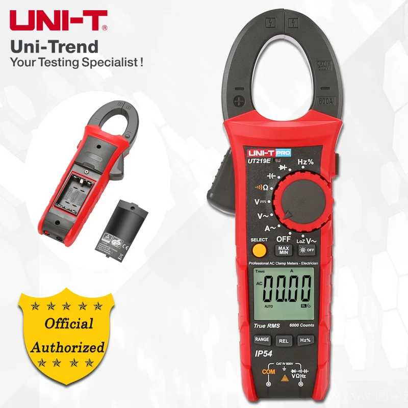 UNI-T UT219E/UT219M/UT219DS True RMS Professional Clamp Meters; IP54 dust/waterproof ammeter, LoZ ACV test