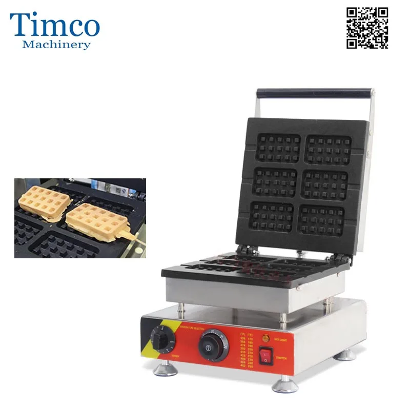 TIMCO 6PCS Rectangle Shape Waffles Making Machine 220V 110V Electric Waffle Baker