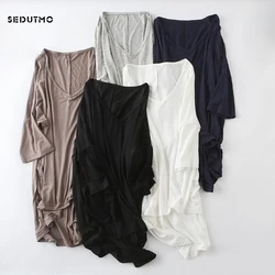 SEDUTMO Summer 100% Cotton T Shirt Women Harajuku Bamboo Batwing Sleeve Tops Modal Oversize Shirts Casual Tee ED271