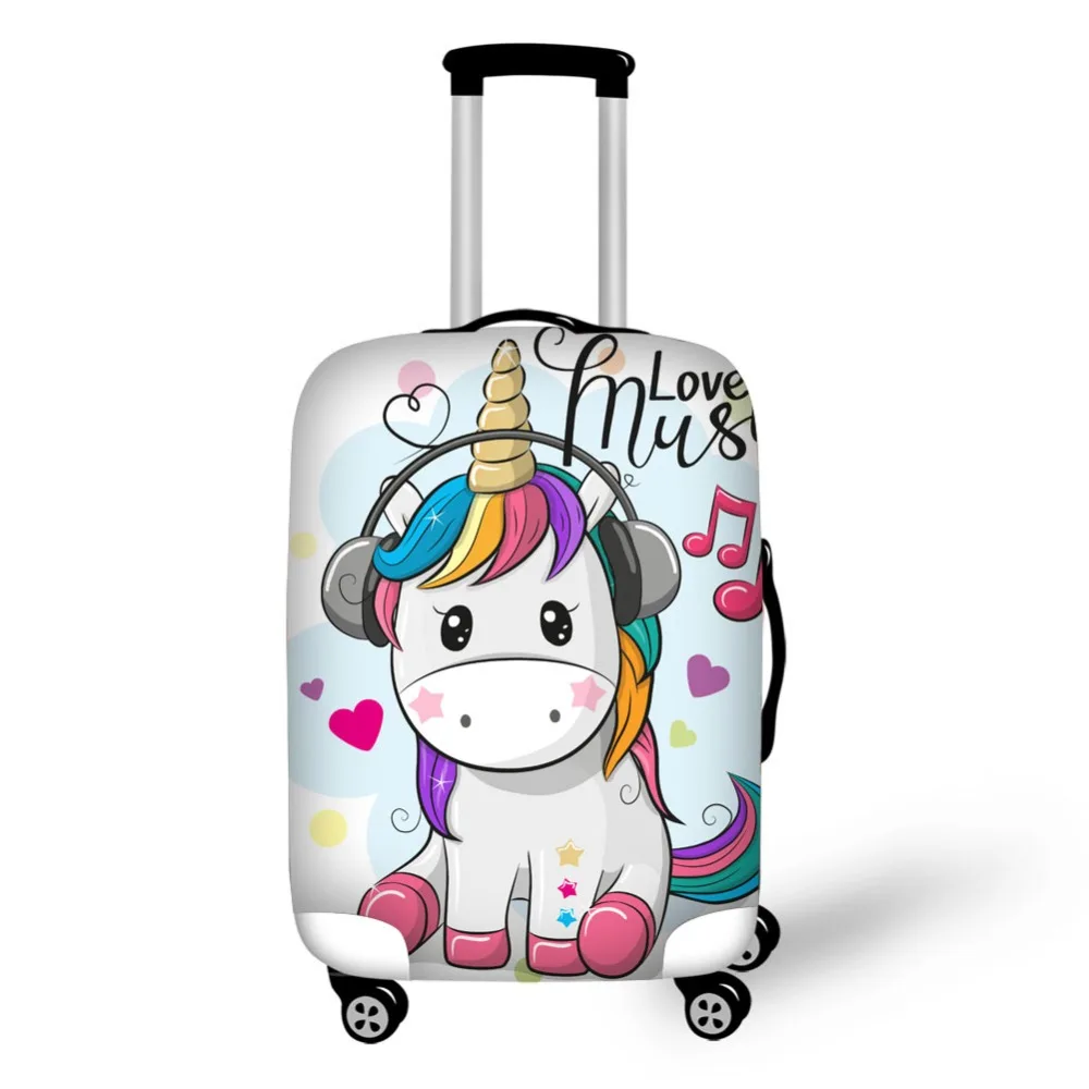 3D Cartoon Unicorn Pattern Print Travel Luggage Suitcase Protective Cover Stretch Portable Luggage Covers