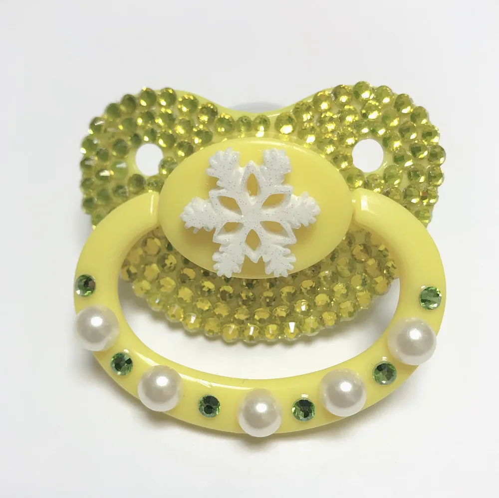 MIYOCAR unique handmade bling green adult pacifier Adult Sized Cute Gem Pacifier Dummy ABDL Silicone Nipple flower pacifier