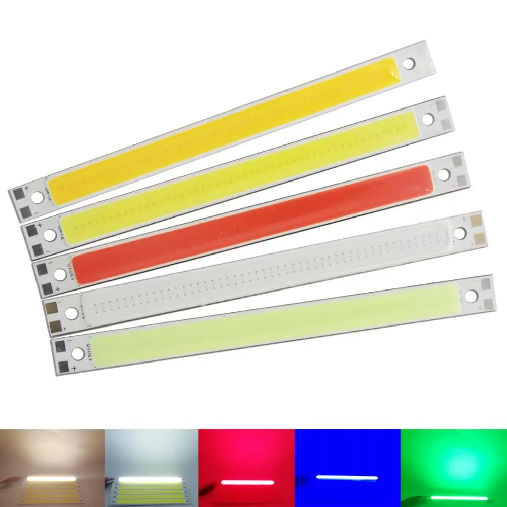 

[ALLCOB] 10PCS/lot 10W LED COB Strip 120*10mm 12V DC 1000LM Warm White Blue Red Green FLIP Chip for DIY Car cob led light Source