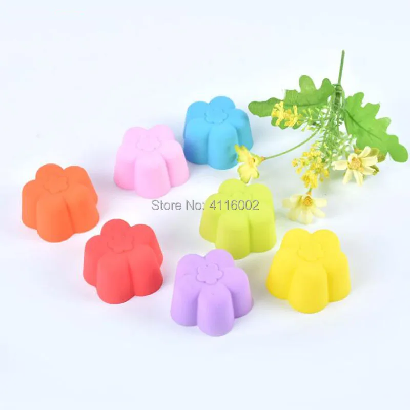 300PCS Flower Shaped Silicone Cake Baking Molds Mini Jelly Mold 5cm Cupcake Muffin Cup Bakeware Pastry Tool