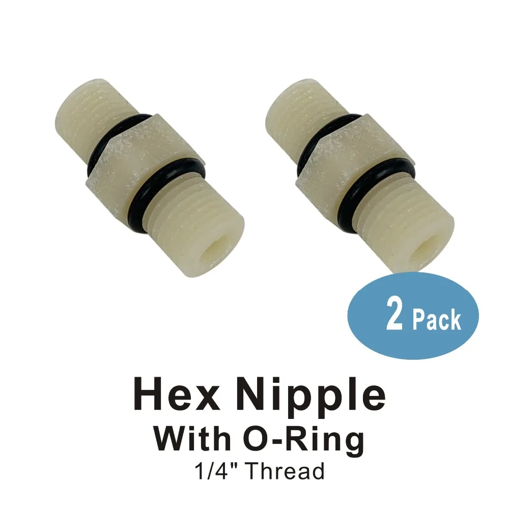 พลาสติกไนลอน HEX Nipple 1/4 "ข้อต่อการเชื่อมต่อสำหรับกรองน้ำและระบบ RO-2 PACK