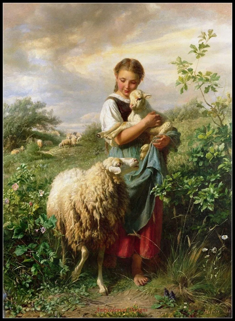 The Shepherdess - Counted Cross Stitch Kits - DIY Handmade Needlework for Embroidery 14 ct Cross Stitch Sets DMC Color