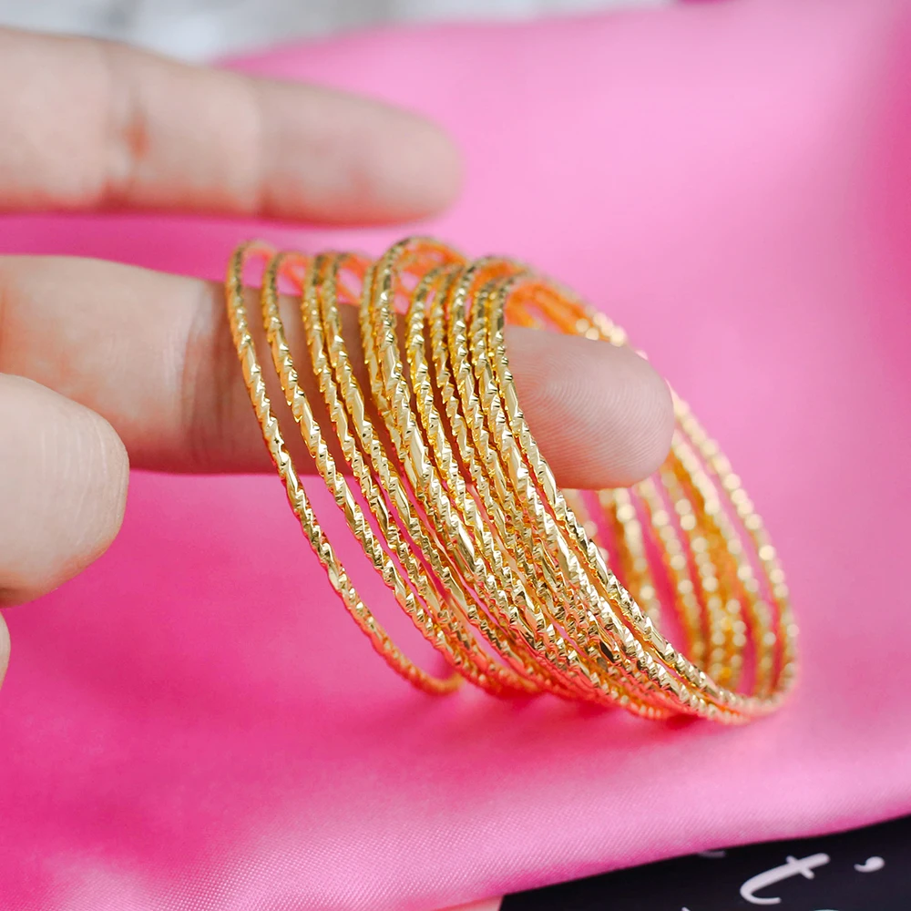 12pcs/lot Gold Color Bangles For Women Men Accessories Jewelry Copper Cute brecklace For Women Girl Nice Gift wb140