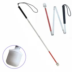 110cm-155cm,black Handle,  Aluminum Mobility Folding White Cane for Vision Impaired and Blind People (folds down 4 sections)