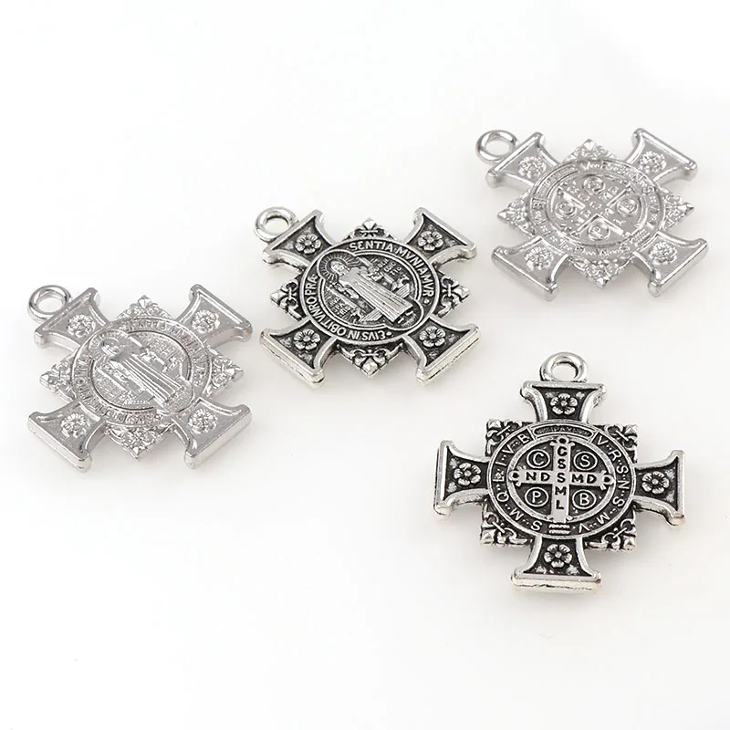 2 Color Medal Of Saint Benedict In Cross Jesus Christian Jewelry Crosses Charms St Benedict Crucifix Pendants For Pendants Neck