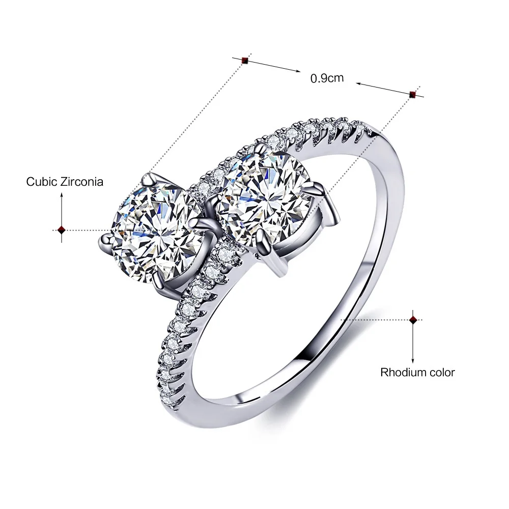DreamCarnival 1989 Luxury Sparkling CZ Wedding Ring Band Elegant Drop Shipping Rhodium Color Twisted Mujeres Anillos SJ35692R