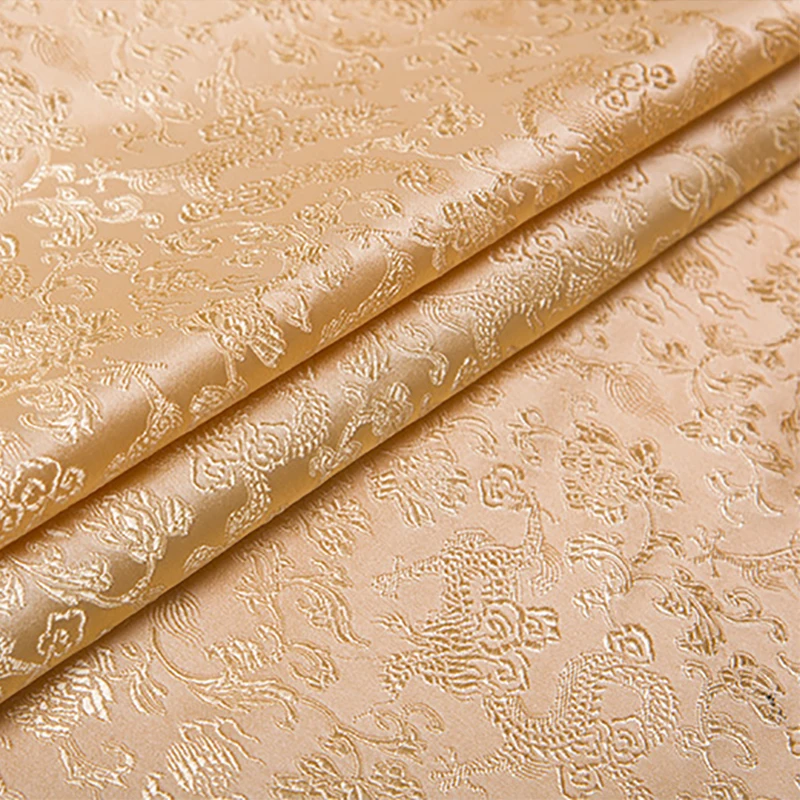 new arrival brocade yarn dyed golden dragon fabric for patchwork bed sheet dress children cloth tissue telas 100x150cm