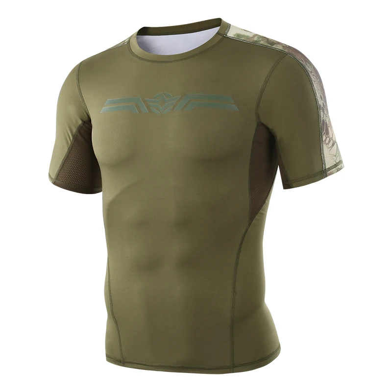 

Shanghai Story Men's Fitness Elastic Slim Fast Dry Camouflage T-Shirt Summer Quick Dry Breathable Short Sleeve T Shirt