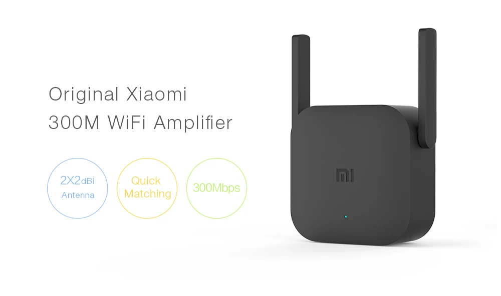 Xiaomi Pro 300M WiFi Amplifier WiFi Repeater 2.4G Wifi Signal Extender Roteador APP Control Wifi Extender Amplificador Black