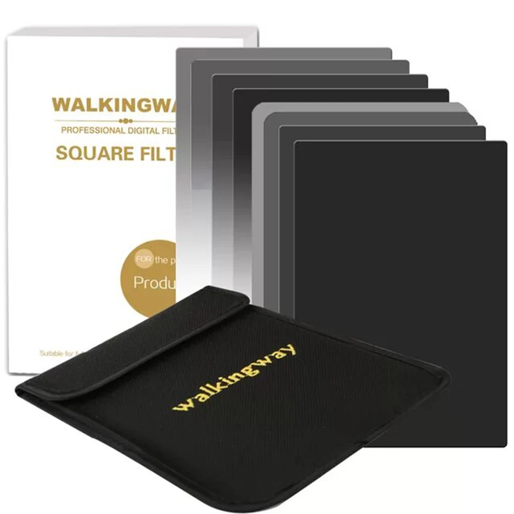 Walking Way 150*100mm square ND filter kit set Neutral Density ND2 ND4 ND8 ND16 filter holder & 67/72/77/82/86mm adapter ring